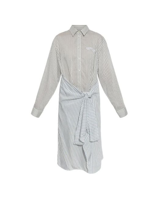 DIESEL White Striped Tie-Front Dress