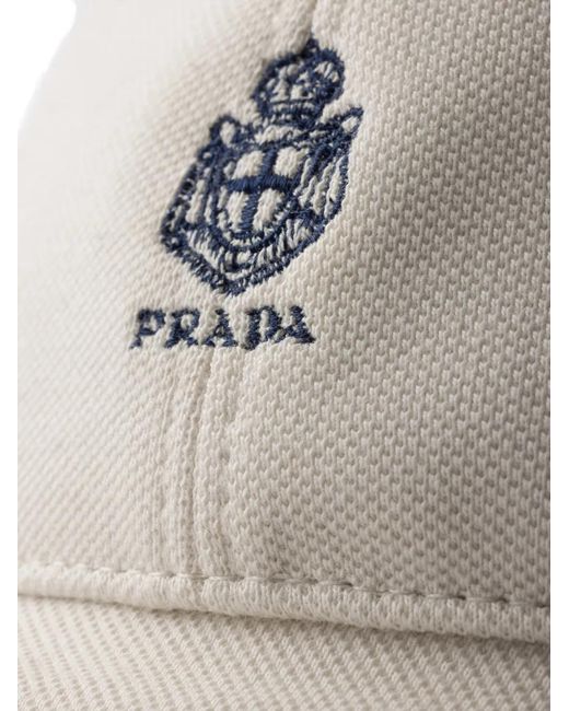 Prada White Old Piqué Baseball Cap for men