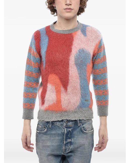 DSquared² Red Tie-Dye Heavy-Weight Sweater for men