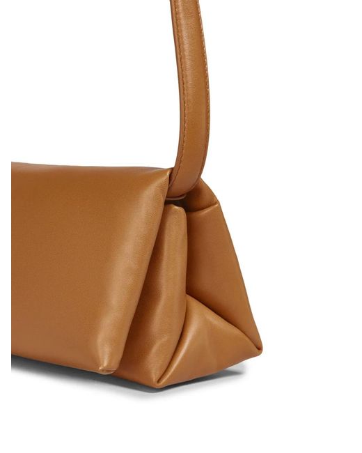 Marni Brown Small Prisma Leather Shoulder Bag
