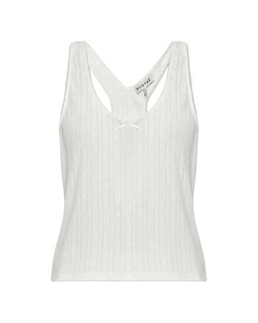 Munthe White Nanetta Pointelle-Knit Top