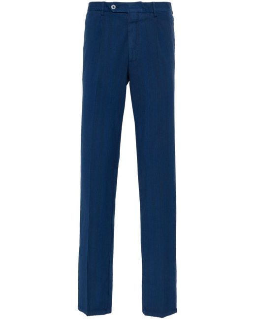 Rota Blue Seersucker Slim-cut Trousers for men