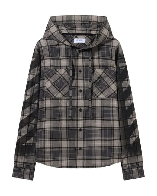 Off-White c/o Virgil Abloh Black Spray Diagonal Hooded Shirt for men