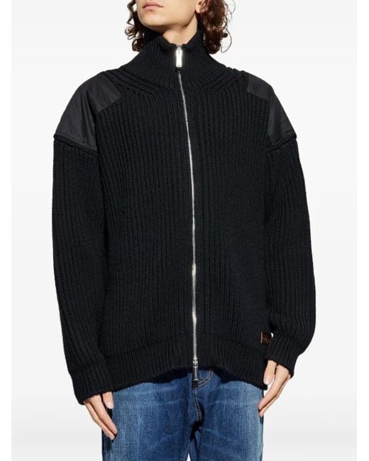 DSquared² Black Zip Shoulder-Panel Cardigan for men