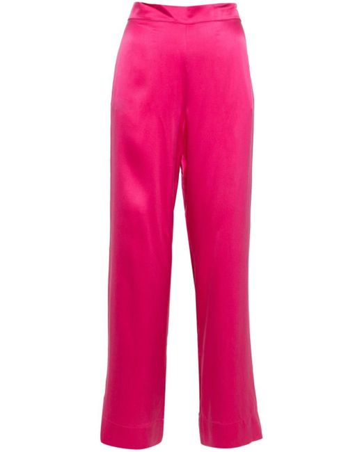 Pantalon en soie à coupe droite Asceno en coloris Pink
