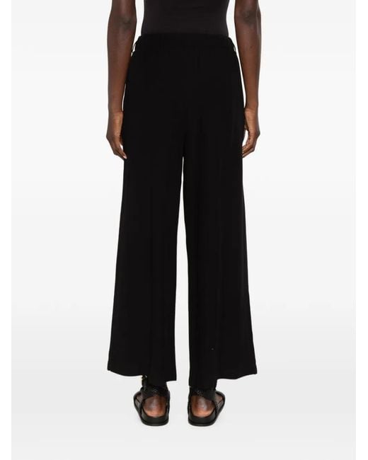 MOUTAKI Black Elasticated-Waistband Palazzo Pants