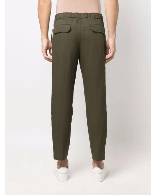 Etro Green Logo-Tape Detail Straight-Leg Trousers for men