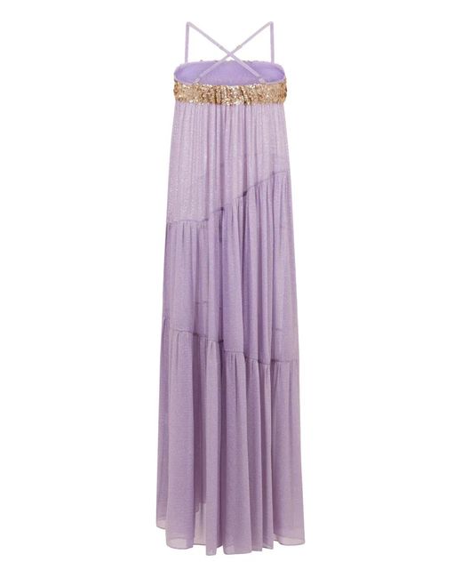 SANA OSMANI Purple Tobago Sequin Midi Dress