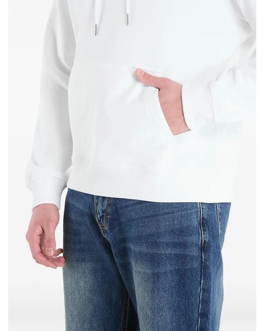 Calvin Klein White Terry Monologo Hoodie for men