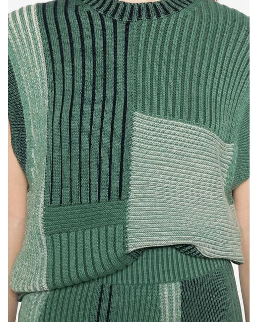 Bompard Green Patchwork Sleeveless Vest