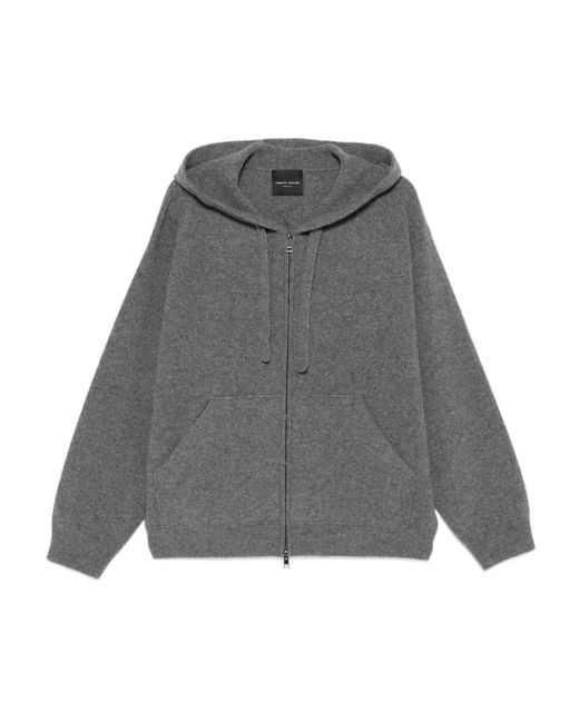 Roberto Collina Gray Mélange-Effect Zip-Up Hoodie for men