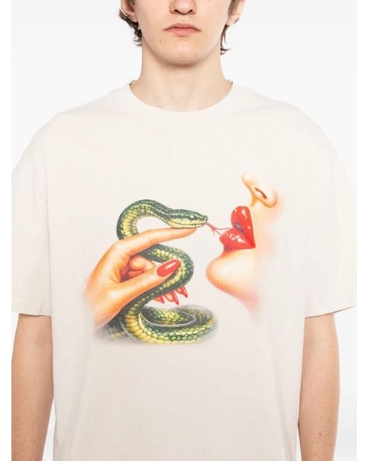 Melt White Graphic-Print T-Shirt for men