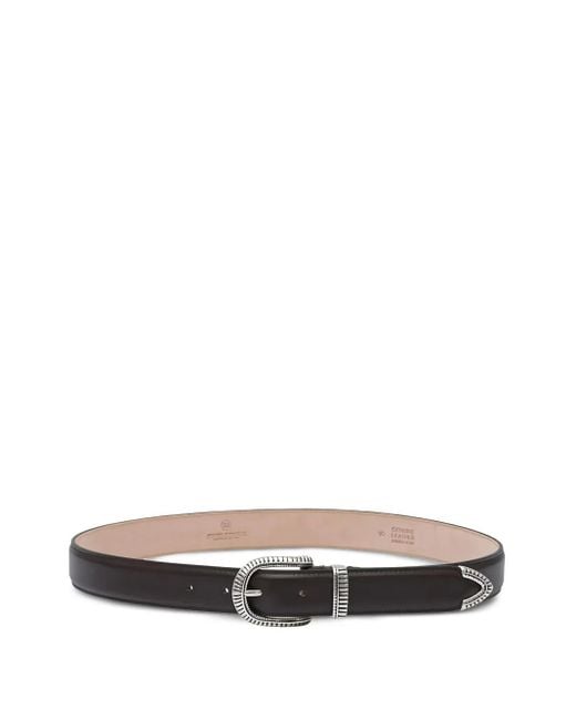 Adriano Meneghetti White Embellished-Buckle Leather Belt for men