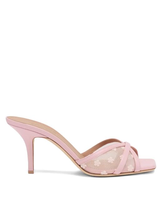 Malone Souliers Pink Perla Floral-Embroidered Sandals