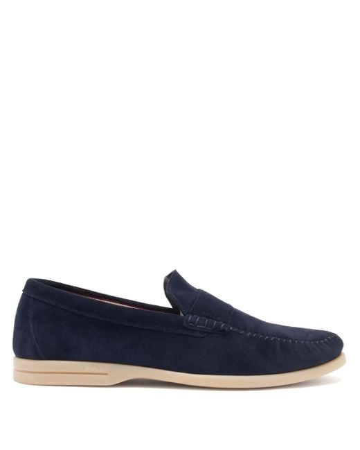 Bally Blue Switz Moc Gathered Stitching Loafers for men