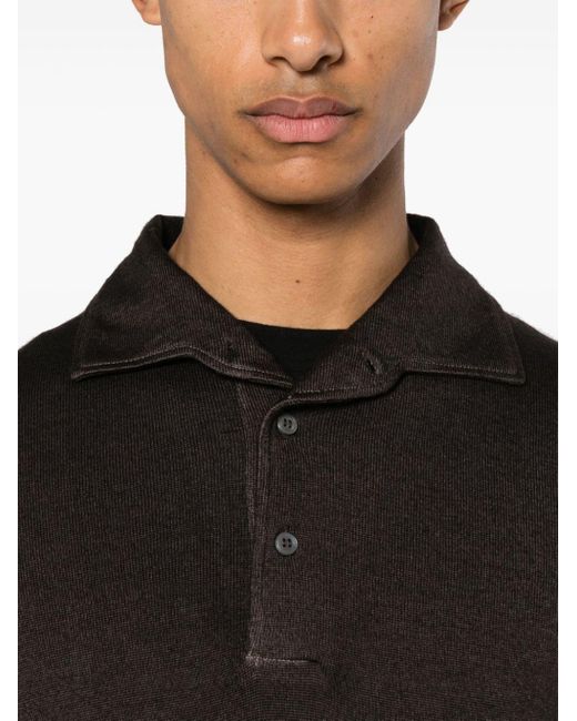 Tagliatore Black Knitted Polo Shirt for men