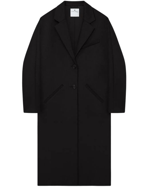 Courreges Black Cocoon Logo-Appliqué Coat