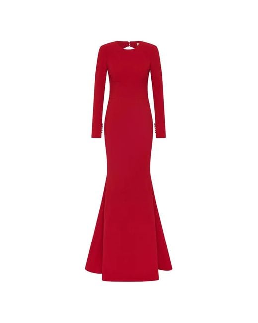 Rebecca Vallance Red Raziel Long Sleeve Gown