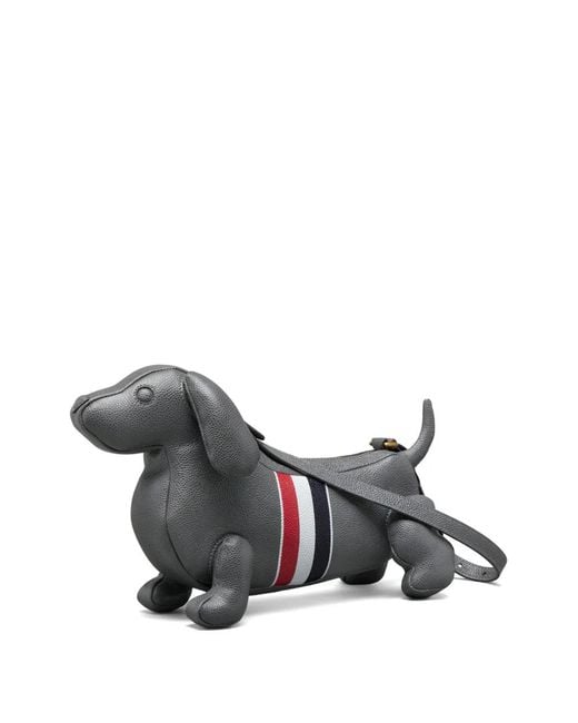 Thom Browne White Hector Umhängetasche Aus Gekörntem Leder