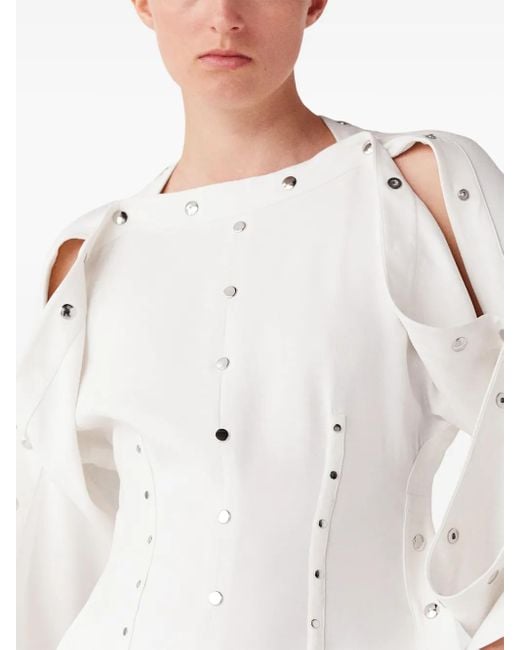 Stella McCartney White Stud-Embellished Midi Dress