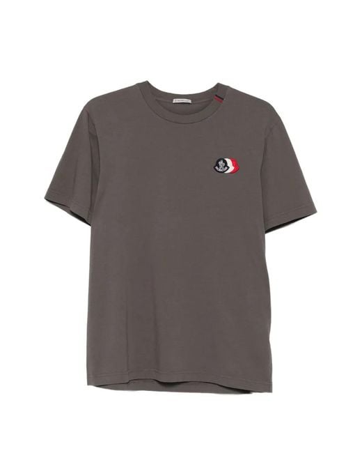 Moncler Gray Logo-Patch T-Shirt for men