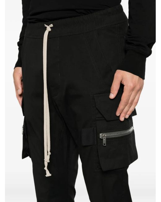 Rick Owens Black Mastodon Multi-Pocket Drawstring Track Pants for men
