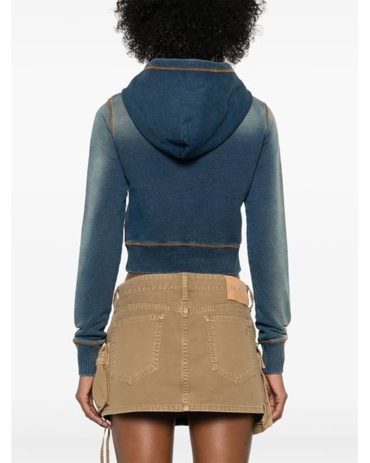 DIESEL Blue 'F-Slimmy-Hood-Q1' Cropped Hoodie