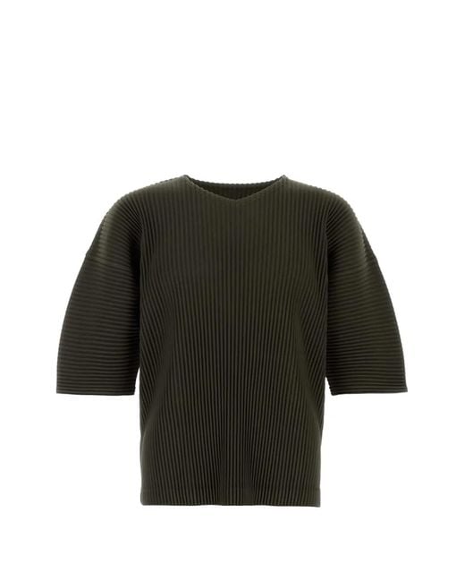Homme Plissé Issey Miyake Black Pleated T-Shirt for men
