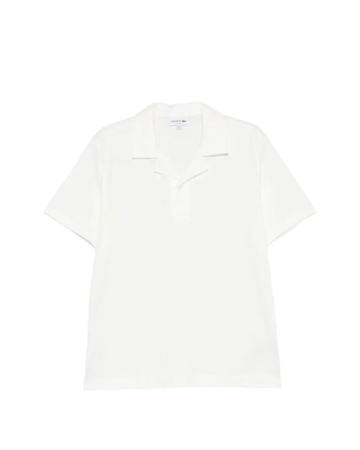 Lacoste White Logo-Patch Polo Shirt for men