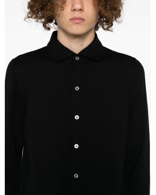 Tagliatore Black Buttoned Shirt for men