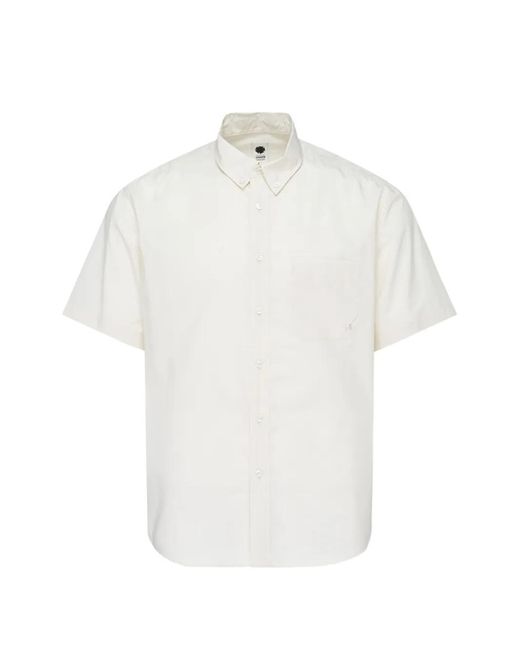 vowels White Short-Sleeve Button-Up Shirt for men