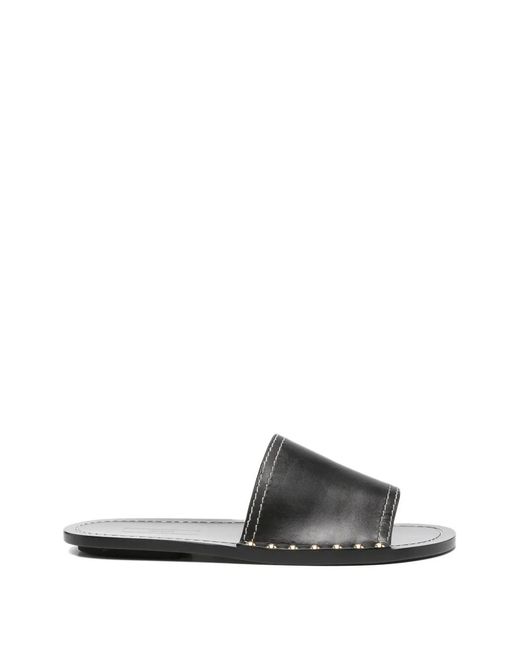 Totême White Studded Contrast-Stitch Sandals