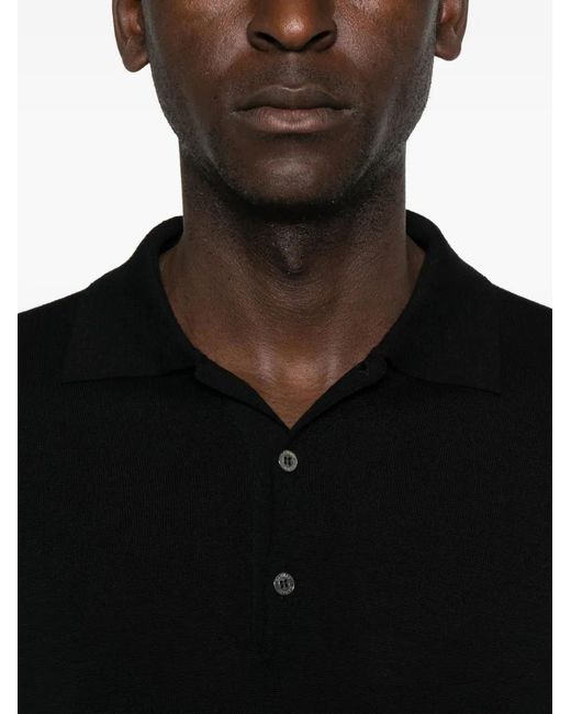 Canali Black Long-Sleeve Polo Shirt for men