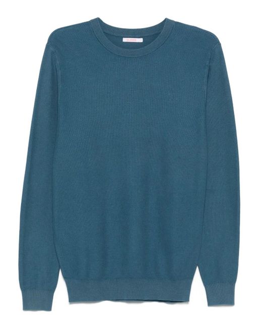 Sun 68 Blue Piqué-Weave Cotton Sweater for men