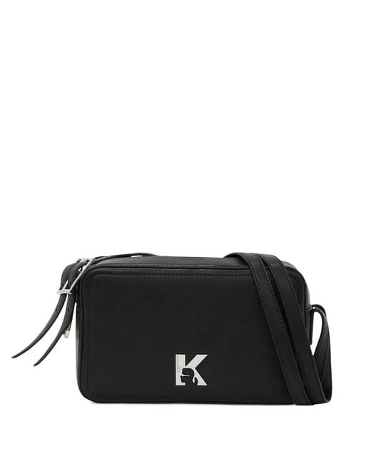Karl Lagerfeld Black Logo-Plaque Cross Body Bag