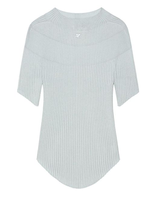Courreges ショートスリーブ リブトップ Gray