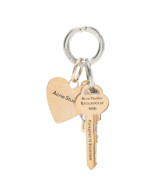 Acne White Heart-Charm Keyring