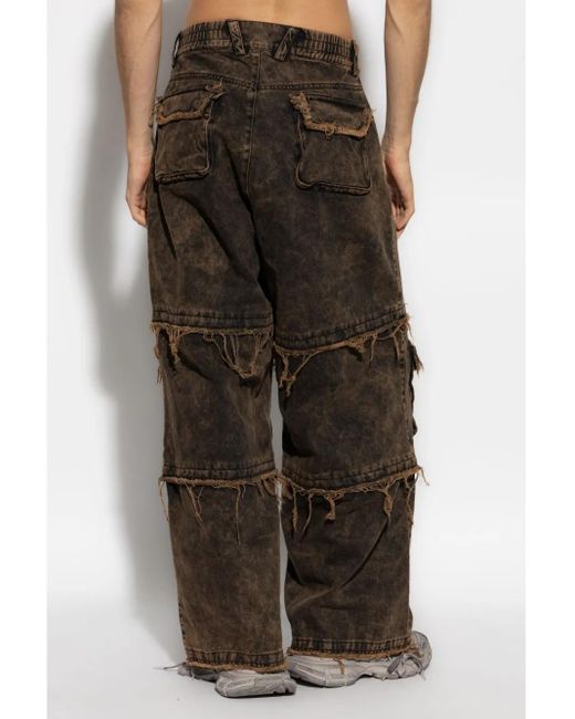 M I S B H V Black Ibiza Oversize Cargo Jeans for men