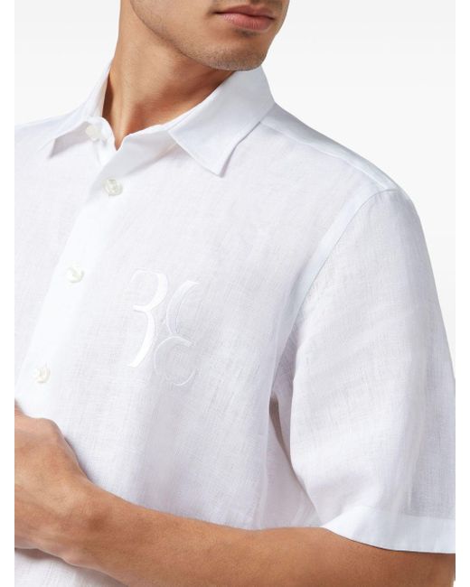 Billionaire Leinenhemd mit Logo-Stickerei in White für Herren