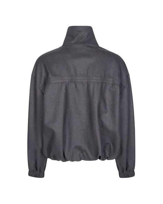Pinko Gray High-Neck Bomber Jacket