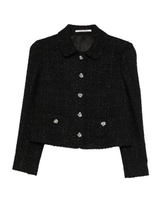 Tagliatore Black Embellished-Button Tweed Jacket