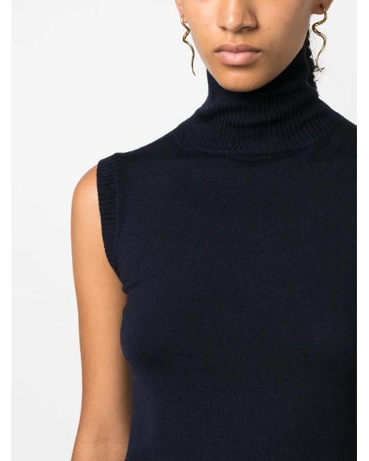 Sportmax Black Roll-Neck Virgin-Wool Vest