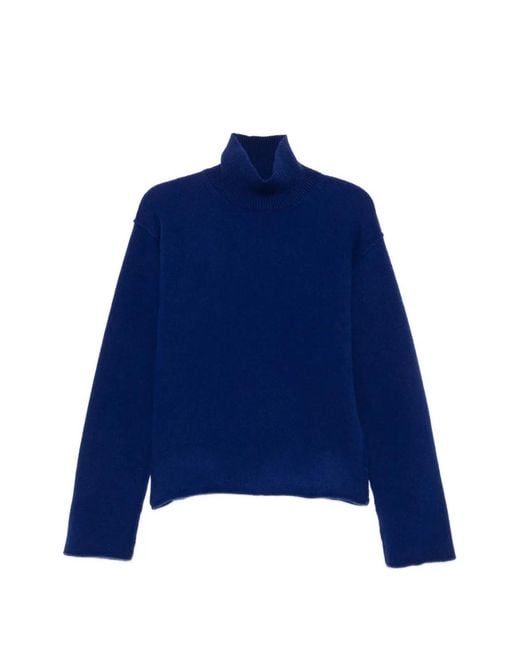 Sofie D'Hoore Blue Roll-Neck Drop-Shoulder Sweater