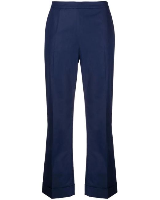 Aspesi Blue Cropped Flared Trousers