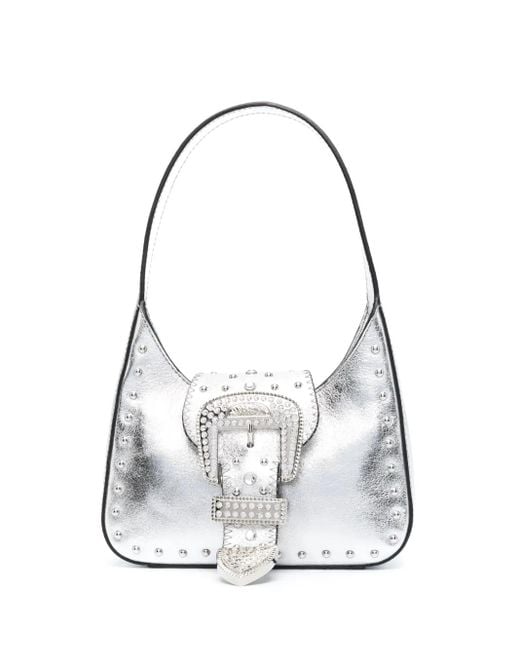 Moschino White Buckle-Detail Tote Bag