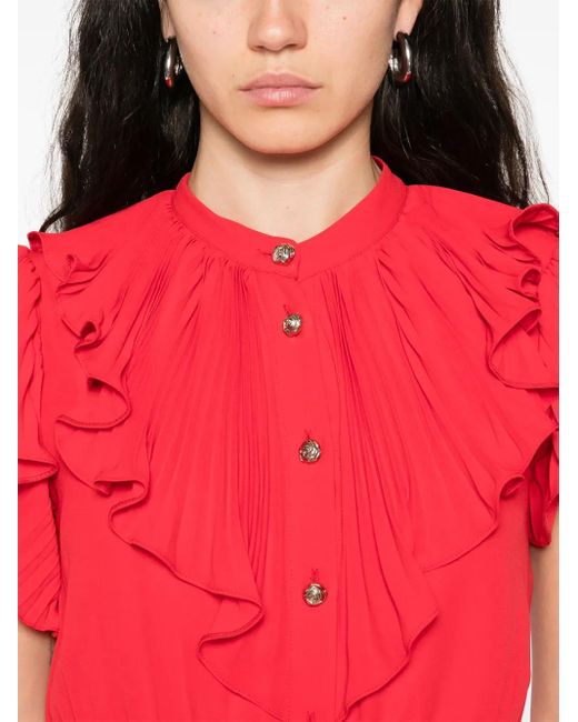 Nissa Red Pleated Midi Dress