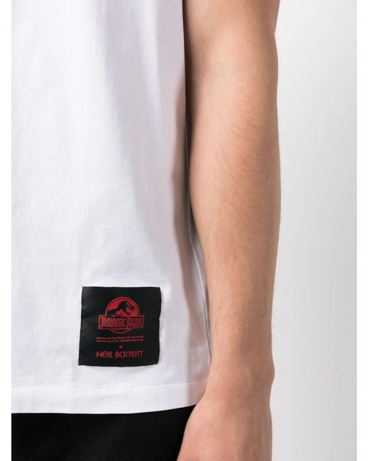 Neil Barrett White Jurassic Park & Fair Isle Thunderbolt T-Shirt for men