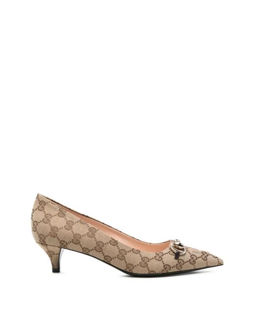Gucci Natural Monogram-Pattern Pumps