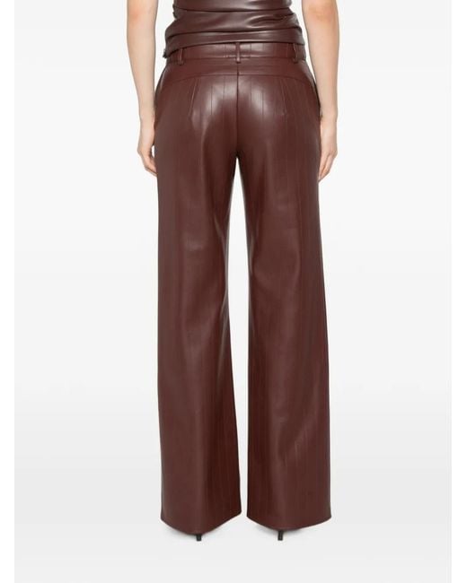 Patrizia Pepe Purple Pinstripe-Stitched Wide-Leg Trousers