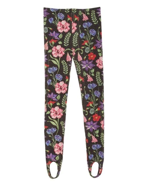 Fleur du Mal Black Wildflower Stirrup-Detail Leggings